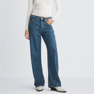 Rag & Bone Logan Low-Rise Featherweight Wide Leg Jeans in Lily Wash Size 27